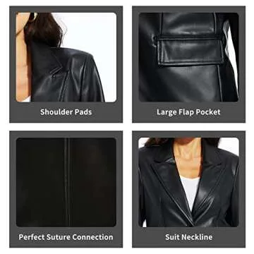 Fahsyee Women's Faux Leather Blazer for Chic Looks