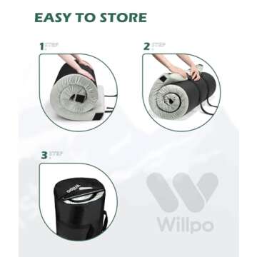 Willpo CertiPUR-US Memory Foam Camping Mattress Portable Sleeping Pad Guest Floor Bed Lightweight Outdoor Tent Mattress with Waterproof Cover & Travel Bag-Small Single, Grey