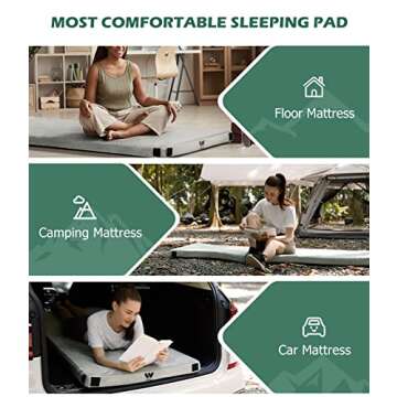 Willpo CertiPUR-US Memory Foam Camping Mattress Portable Sleeping Pad Guest Floor Bed Lightweight Outdoor Tent Mattress with Waterproof Cover & Travel Bag-Small Single, Grey