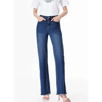 Stylish Sidefeel Women's High Waisted Mom Jeans Stretchy Denim