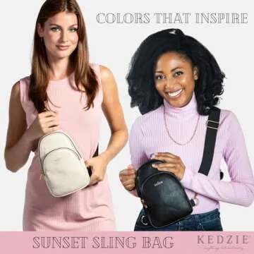 KEDZIE Sunset Sling Bag in Soft Vegan Leather Crossbody Bag Cell Phone Purse Fanny Bag Packs for Women - Black V2