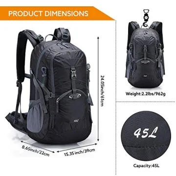 G4Free 45L Hiking Backpack Waterproof Lightweight