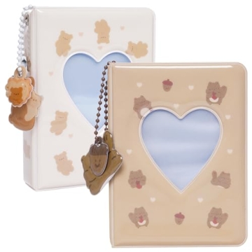 2 Pieces Photocard Binder Album, Mini Photo Album Kpop, 3 Inch Kpop Love Heart Hollow Photocard Bind...
