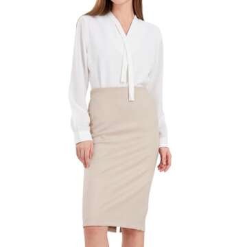 CHARTOU Womens Lightweight Elastic-Waist Faux Suede Leather Side Split Hip Packaged Skirt