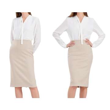 CHARTOU Womens Lightweight Elastic-Waist Faux Suede Leather Side Split Hip Packaged Skirt