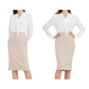 CHARTOU Womens Lightweight Elastic-Waist Faux Suede Leather Side Split Hip Packaged Skirt