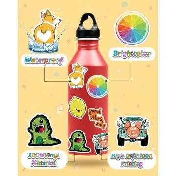 Bekayshad Stickers for Water Bottles, 100 Pack/PCS Hydroflask Stickers Aesthetic Waterproof Cute Vsco Vinyl Stickers Laptop Skateboard Luggage Computer Stickers for Teens Girls Kids