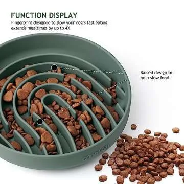 Coomazy Large Silicone Slow Feeder Dog Bowls, Interactive Puzzle Toy for Pets Food Training, Keeps Dogs Busy, Prevents Puppy Overeating (Dark Green, Large: 3.2Cup)