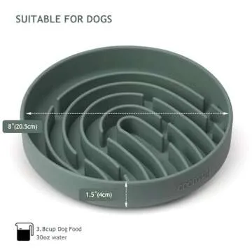 Coomazy Large Silicone Slow Feeder Dog Bowls, Interactive Puzzle Toy for Pets Food Training, Keeps Dogs Busy, Prevents Puppy Overeating (Dark Green, Large: 3.2Cup)