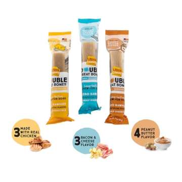 Ultra Chewy Favorite Flavors: Long-Lasting Treats Made in USA for Large and Small Breeds, Highly Digestible, for Aggressive Chewers (Favorite Flavors, 10 Count)