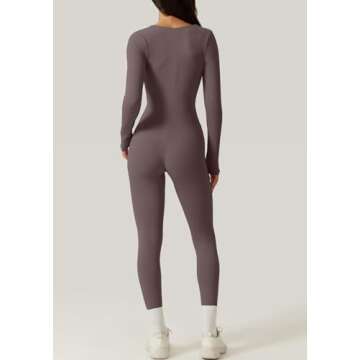 QINSEN Women's Plus Size Long Sleeve Square Neck Long Leggings Jumpsuit Romper Dark Grey XL