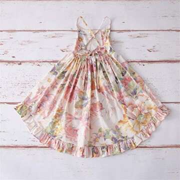 Vintage Floral Girls Dress Summer Casual Cotton Baby Dress