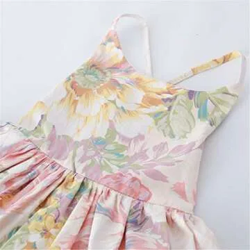 Vintage Floral Girls Dress Summer Casual Cotton Baby Dress