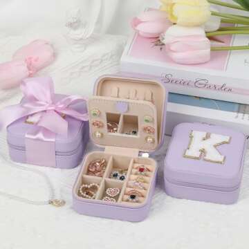 CHMI Travel Jewelry Case, Purple Travel Jewelry Box, Travel Jewelry Organizer, Travel Gifts for Women Girls, Jewelry Organizer Box, Birthday Gifts for Women, Christmas Gifts for Teens Girls - C