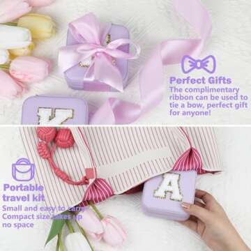 CHMI Travel Jewelry Case, Purple Travel Jewelry Box, Travel Jewelry Organizer, Travel Gifts for Women Girls, Jewelry Organizer Box, Birthday Gifts for Women, Christmas Gifts for Teens Girls - C