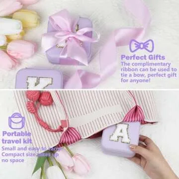 CHMI Travel Jewelry Case, Purple Travel Jewelry Box, Travel Jewelry Organizer, Travel Gifts for Women Girls, Jewelry Organizer Box, Birthday Gifts for Women, Christmas Gifts for Teens Girls - C