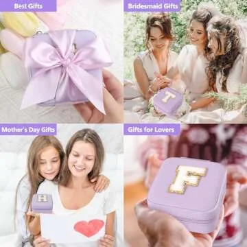 CHMI Travel Jewelry Case, Purple Travel Jewelry Box, Travel Jewelry Organizer, Travel Gifts for Women Girls, Jewelry Organizer Box, Birthday Gifts for Women, Christmas Gifts for Teens Girls - C