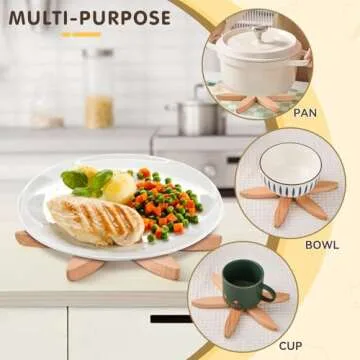 FZMEHL Wooden Trivets for Hot Dishes, Tree Trivet Set, Stackable Tree Coasters for Hot Dish, Pot, Bowl, Teapot, Include 4 Trivet and 1 Stand