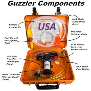 FlowJoe - Gas Guzzler Fuel Transfer Pump Moves 72 Gallons of Fuel or Water Per Hour. Great for Preppers, UTV's, Boats, Equipment, Cars, Gas, Diesel, Etc. Mfg in the USA.