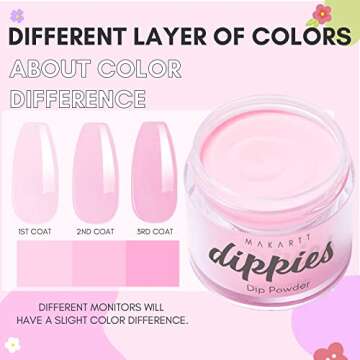 Makartt Dip Powder Kit, 6 Colors Pink Clear White Dip Powder Starter Kit 0.35Oz, Fall Dippies Nail Dip Powder Kit with Essential Liquids Base & Top Coat Activator Art Manicure DIY Salon Gifts