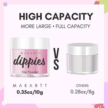 Makartt Dip Powder Kit, 6 Colors Pink Clear White Dip Powder Starter Kit 0.35Oz, Fall Dippies Nail Dip Powder Kit with Essential Liquids Base & Top Coat Activator Art Manicure DIY Salon Gifts