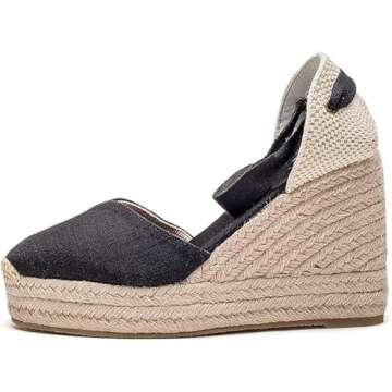 U-lite Womens Espadrille Wedge Sandals Closed Toe Platform Lace Up Ankle Strap Slingback Summer Dress Shoes