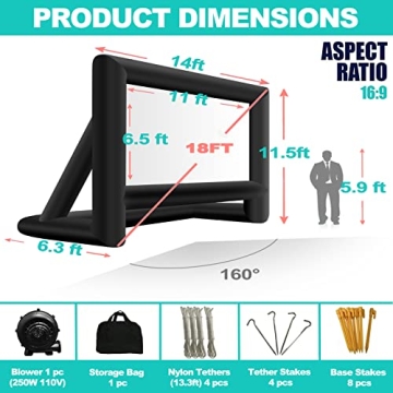 GYUEM 18ft Inflatable Movie Screen for Outdoor Fun
