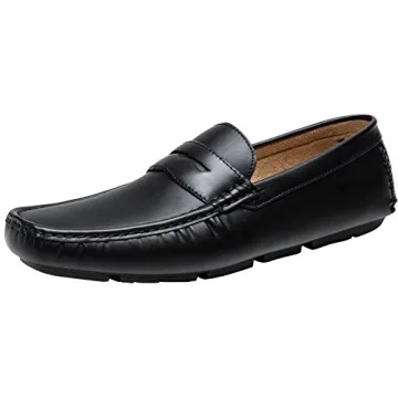Jousen Men's Loafers Casual Slip On Penny Loafer Lightweight Driving Shoes (AMY802 Black 12)