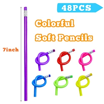 Guuozzli 48 Flexible Soft Bendable Pencils for Kids