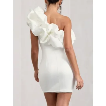 DKE&YMQ Women's Backless One Shoulder Evening Gown