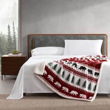 Eddie Bauer - Blanket, Super Soft Reversible Sherpa & Brushed Fleece Bedding, Throw Blankets for Cou...