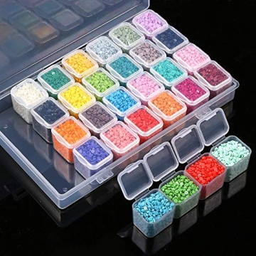 Perzomido 4 Pack 28 Slots Plastic Craft Organizer Diamond Storage