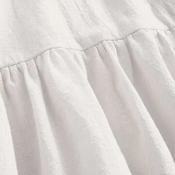 ZAFUL Women's Casual V Neck Summer Mini Dress Spaghetti Strap A-Line Short Dresses Backless Solid Color Sundress (A-f White,S)