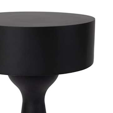 Kate and Laurel Solbrett Modern Sophisticated Drink Table, 22 x 10 x 10, Black, Contemporary Sculptural Plant Pedestal Table with Unique Round Design and Smooth Painted Finish