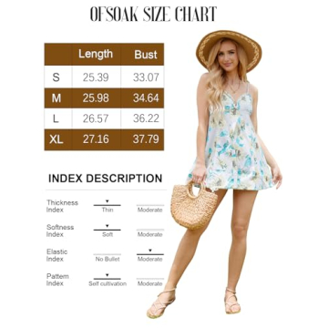 OFSOAK Women's Summer Casual Dress Adjustable Spaghetti Strap Floral Mini Dresses with Pockets Sundresses for Beach Green