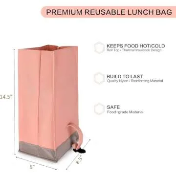 SUNNY BIRD Insulated Lunch Bag Pink Lunch Box Small Cooler Bag for Women, Girls, Adults and Teens (Pink with pink shoulder strap)