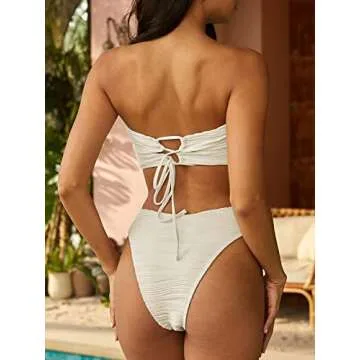 ZAFUL Strapless Textured Bandeau Bikini for Women