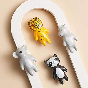 YOUYOUULU 5Pcs Cute Animal Knobs – Adorable Handles for Kids' Furniture