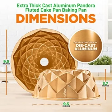 NutriChef 9-Inch Nonstick Bundt Cake Pan for Perfect Baking