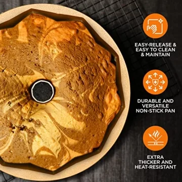 NutriChef 9-Inch Nonstick Bundt Cake Pan for Perfect Baking