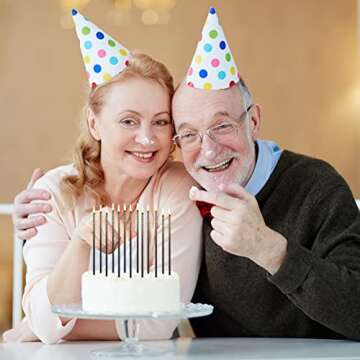 Elegant 12 Black Gold Metallic Birthday Cake Candles