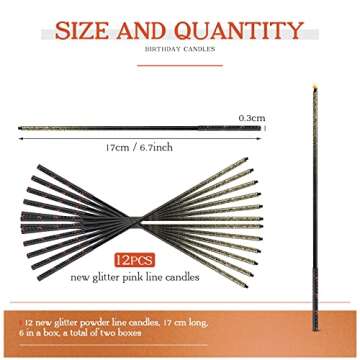 Elegant 12 Black Gold Metallic Birthday Cake Candles