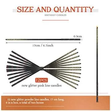 Elegant 12 Black Gold Metallic Birthday Cake Candles