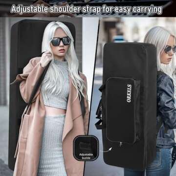 ORKELS Piano Keyboard Case for 61-Key Keyboards - Padded & Waterproof