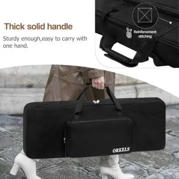 ORKELS Piano Keyboard Case for 61-Key Keyboards - Padded & Waterproof