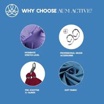 aum active Aerial Yoga Hammock - Durable Aerial Silk with Extension Straps, Carabiners, and Pose Guide - Aerial Silks for Home, Antigravity Yoga, Inversion Exercises, Yoga Starter Kit for All Levels