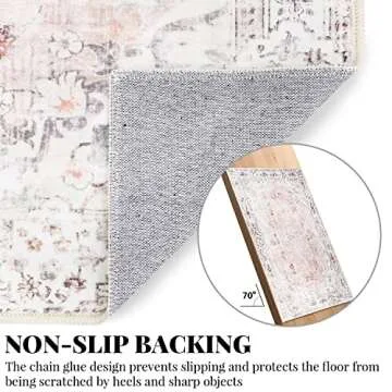 MUJOO Boho Area Rug - 3'x5' Machine Washable & Non-Slip