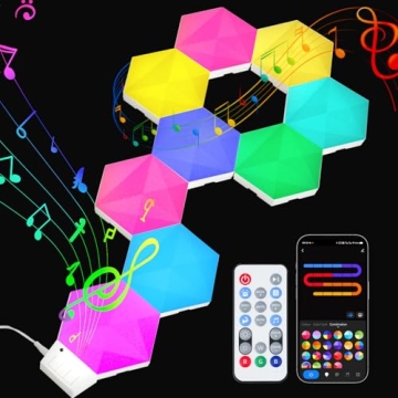 Pak Hexagon Lights: 9 Packs of Colorful DIY LED Wall Panels with Music Sync and Voice Control