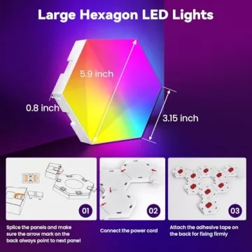 Pak Hexagon Lights 9 Packs DIY LED Colorful Wall Decor