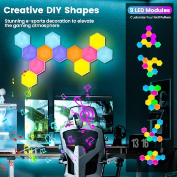 Pak Hexagon Lights 9 Packs DIY LED Colorful Wall Decor
